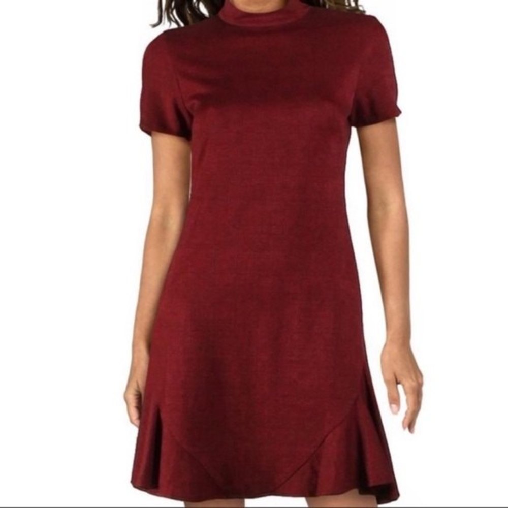 Nanette Lepore mini shift dress plaid dark red 10